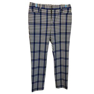 Banana Republic White Blue Black Plaid‎ Slim Leg Women's Pants